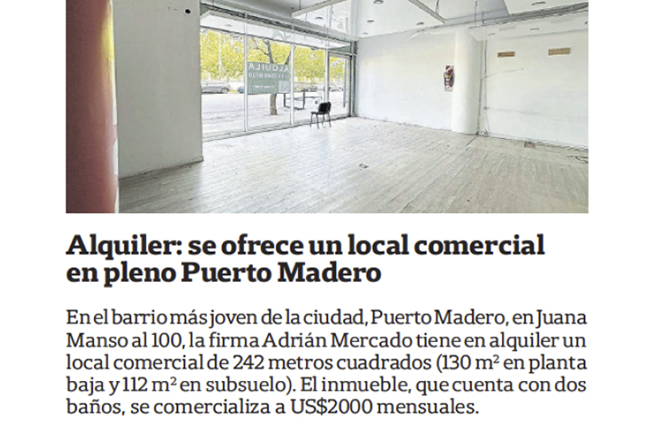 Adrián Mercado en La Nación, Propiedades.