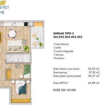 VENTA: 1-2-3 DORMITORIOS ROOSELVELT HOME SALAYA ROMERA 