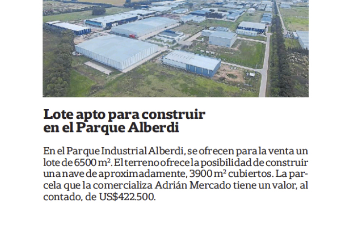 Adrián Mercado en La Nación, inmuebles comerciales & industriales.