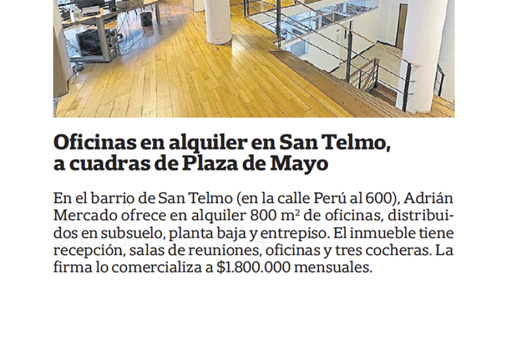 Adrián Mercado en La Nación, inmuebles comerciales & industriales.