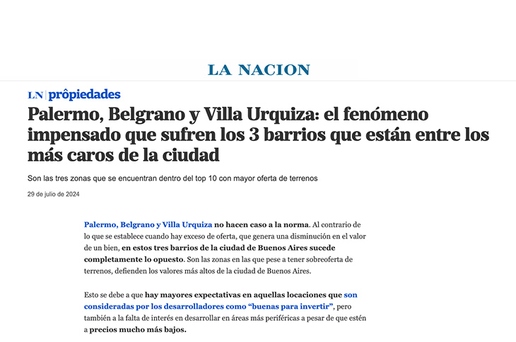 Adrián Mercado en el portal de La Nación