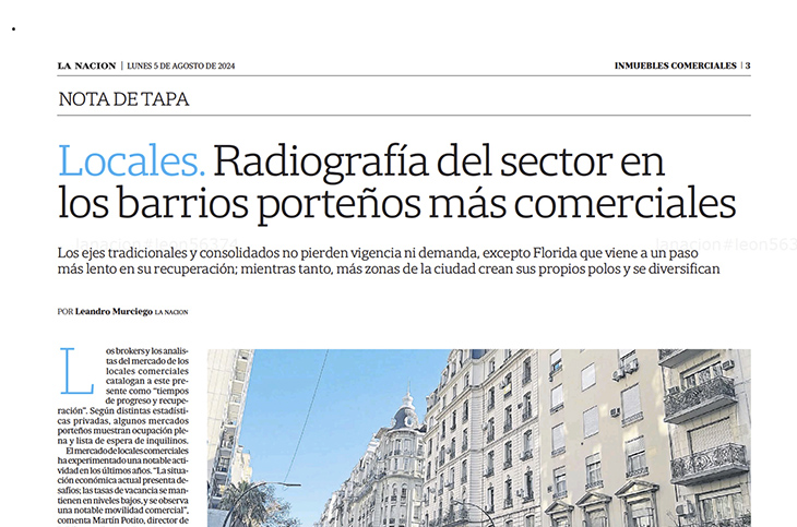 Adrián Mercado en La Nación, inmuebles comerciales.