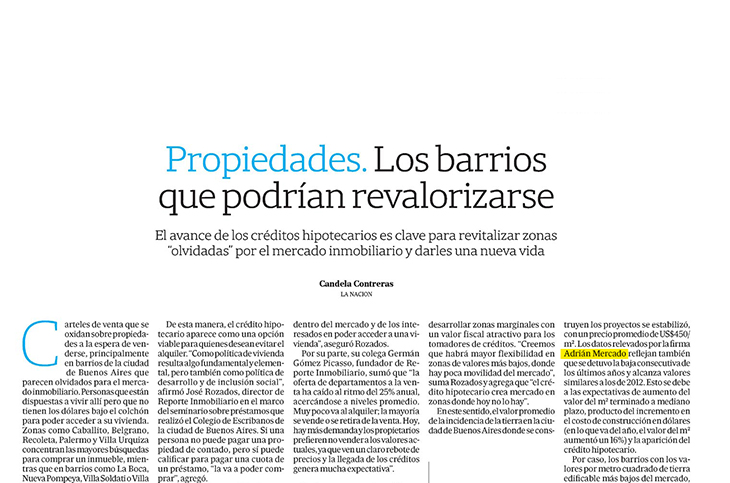Adrián Mercado en La Nación, propiedades.
