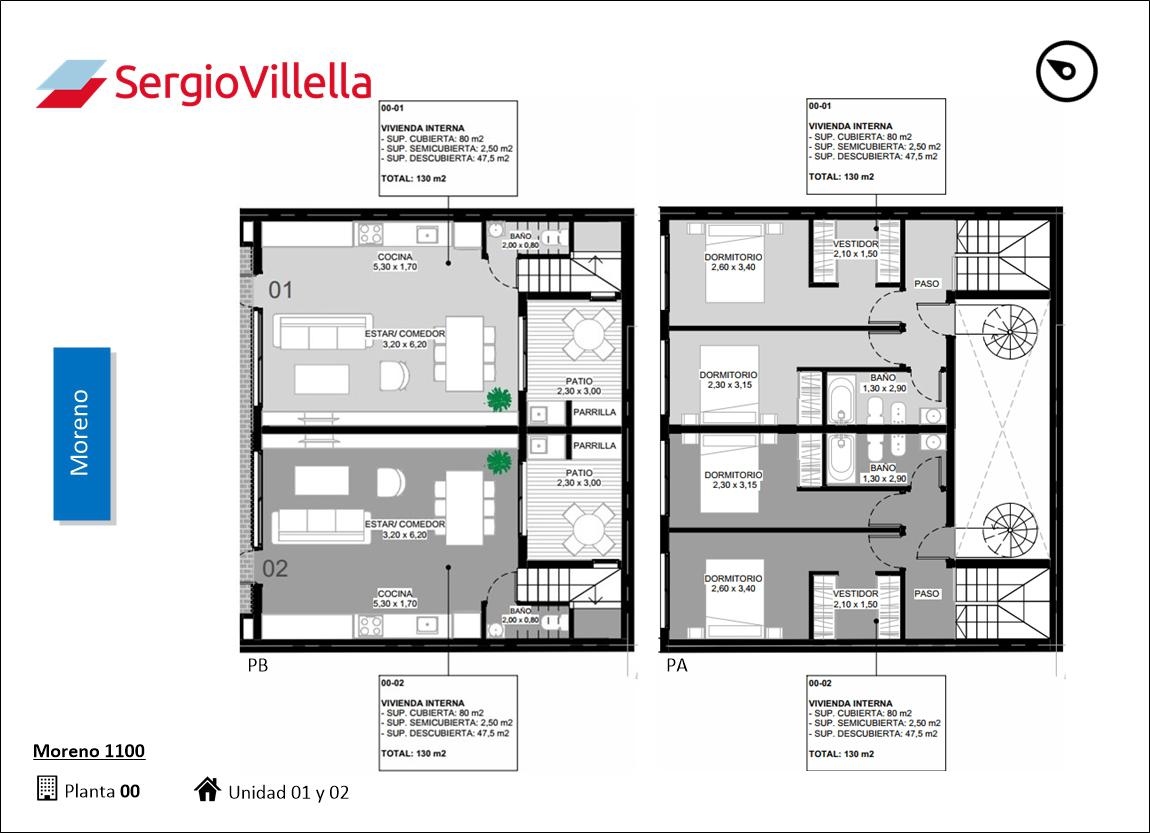 Departamento dúplex en venta  de 2  dormitorios con terraza exclusiva y patio - Rosario Centro