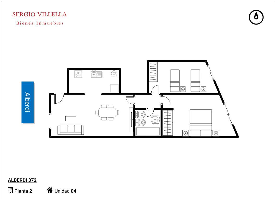 Departamento de dos dormitorios en venta en Rosario