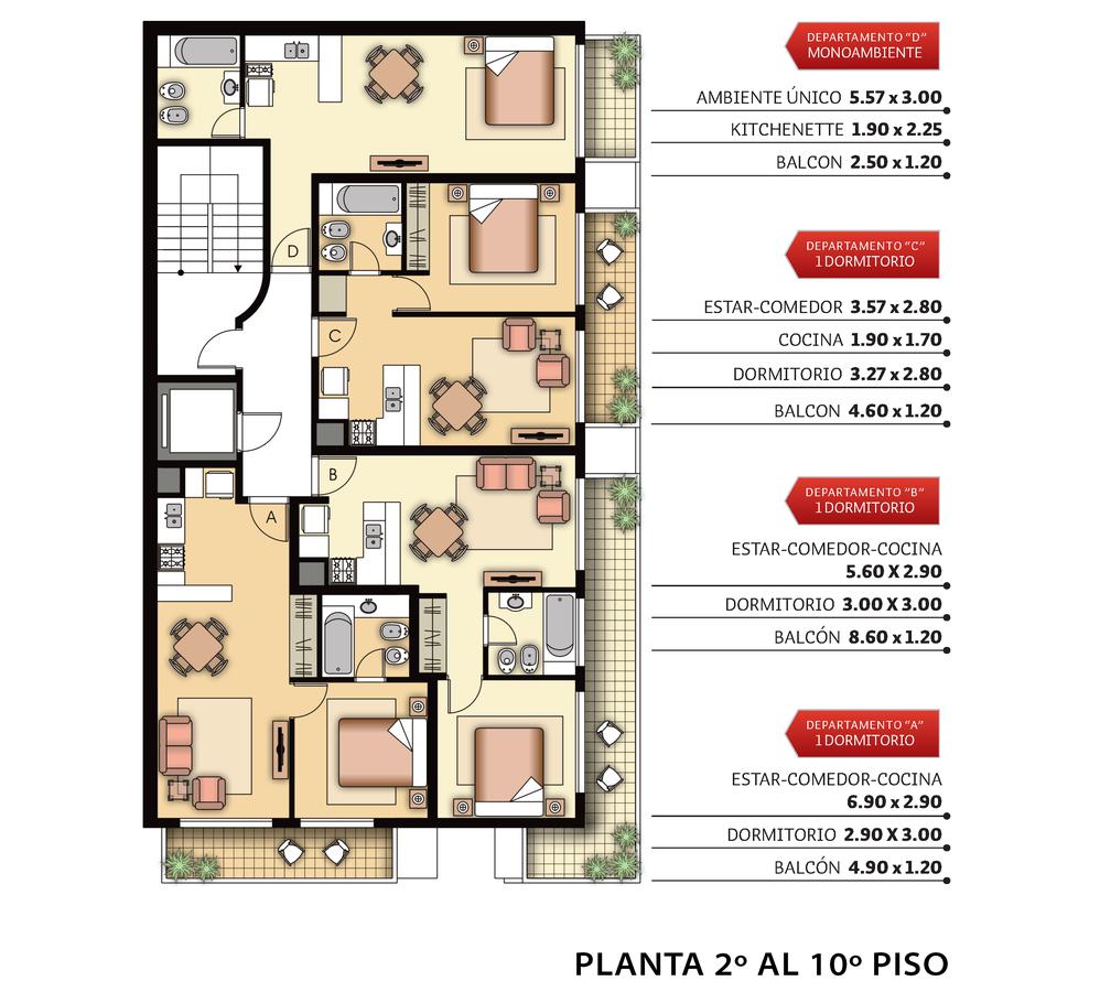 Departamento monoambiente en venta en Rosario