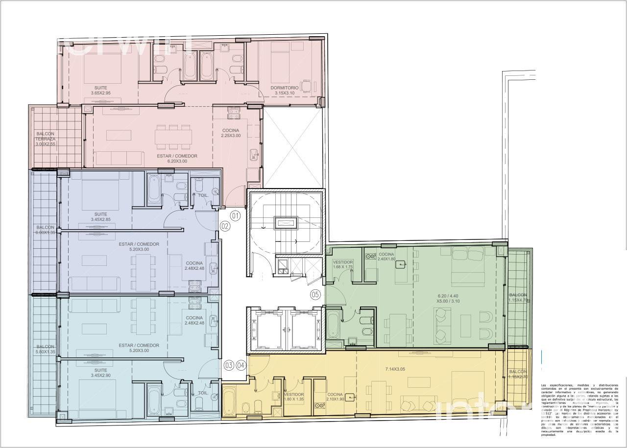 plano planta piso 2 al 8 y 10