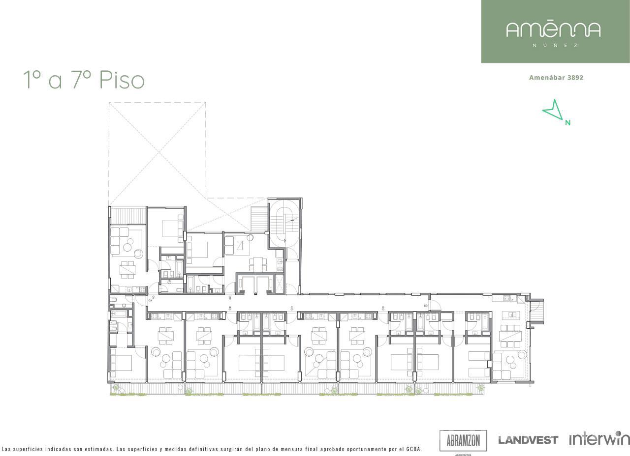 plano planta pisos 1 a 7