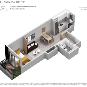 Venta Departamento Monoambiente divisible - 2 Ambientes con balcón en Caballito, Caballito Norte