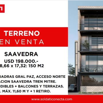 Terreno en venta en Saavedra, atrás del DOT, Coca-Cola y Mercado Libre 