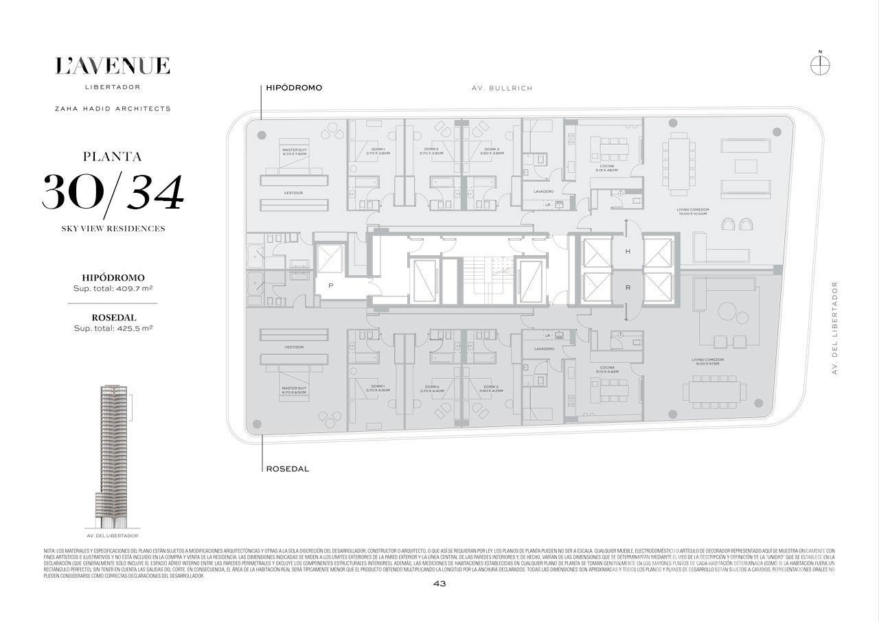 plano planta piso 30 a 34