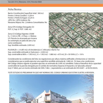Terreno en Esquina en  Constitución -