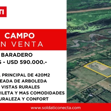 Campo con Casa en Baradero en venta amoblada y equipada