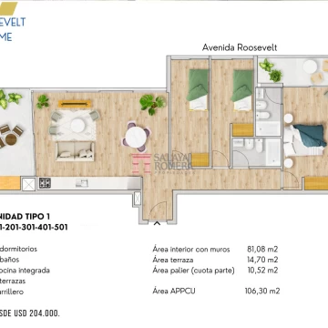 VENTA: 1-2-3 DORMITORIOS ROOSELVELT HOME SALAYA ROMERA