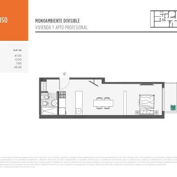Monoambiente con balcón en Construcción en Venta en Villa del Parque - Financiación