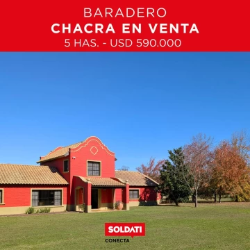 Chacra en Baradero en venta con casa amoblada y equipada