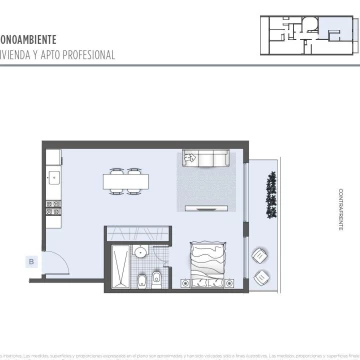 Monoambiente con balcón en contracción en Venta en Villa del Parque