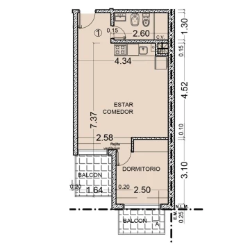 VENTA - Departamento 1 Dormitorio con balcón al frente - Centro, Rosario.