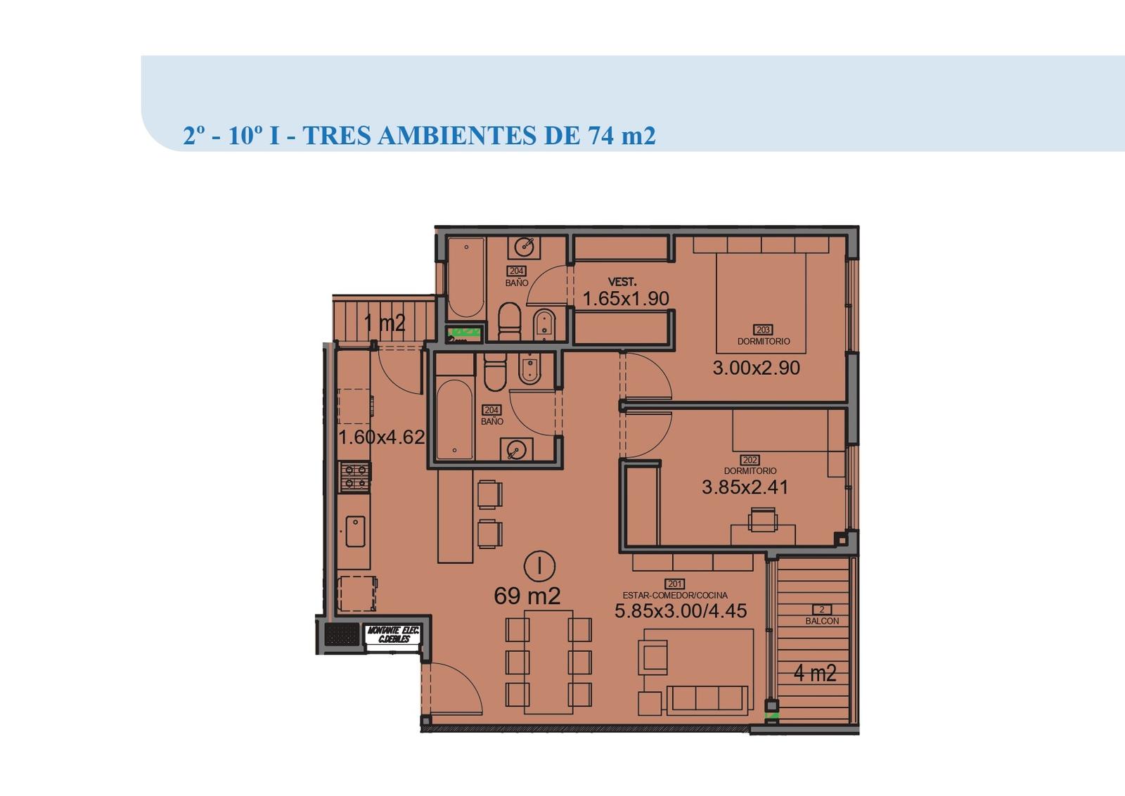 plano 3 amb. P.5º  dto. I