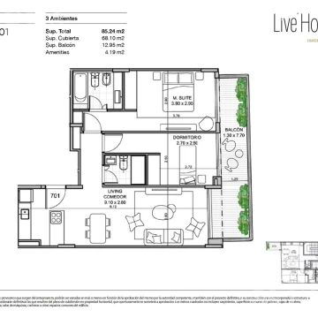 Venta de Departamento 3 ambientes en Palermo Hollywood