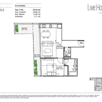 Venta de Departamento 2 ambientes en Palermo Hollywood