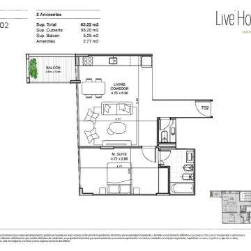 Venta de Departamento 2 ambientes en Palermo Hollywood