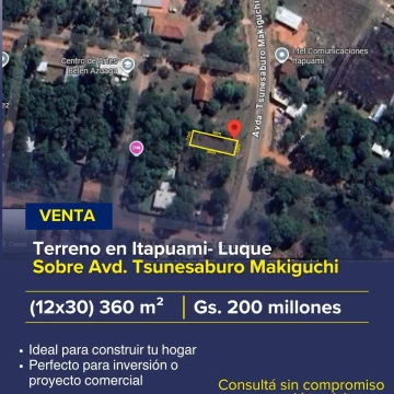 Terreno en Itapuami Luque sobre la Avd. Tsunesaburo Makiguchi Gs. 200.000.000.-