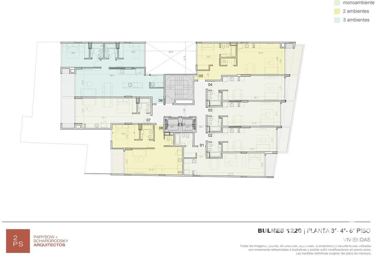 plano planta pisos 3, 4 y 6