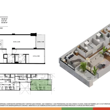 Venta departamento 3 ambientes con balcón en Palermo Hollywood