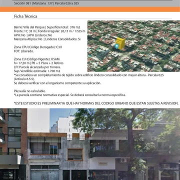 Terreno en Villa del Parque