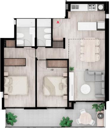 Departamento de 1 dormitorio  a la venta - Rosario