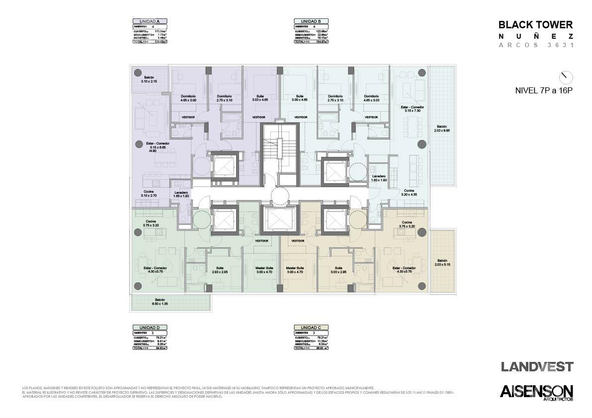 plano planta piso 7 a 16