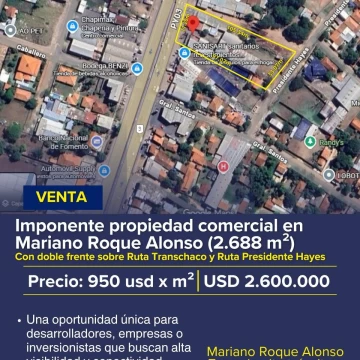 En Venta, Importante propiedad comercial en Mariano Roque Alonso (2.668m2)