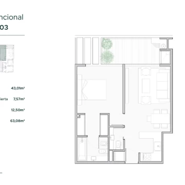 2 ambientes con toilette, dormitorio en suite y balcón con parrilla.