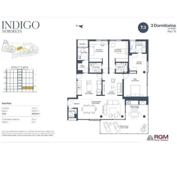 Departamento 3 dormitorios en suite y dependencia, balcón terraza con vista al río - Nordelta