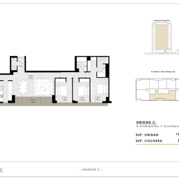 Departamento de 3 dormitorios, dependencia y 2 cocheras fijas