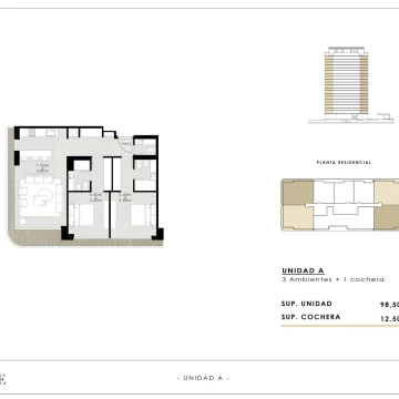 Departamento 2 dormitorios en suite con cochera