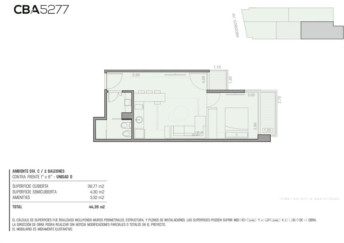 plano planta piso 1 al 8 unidad  D