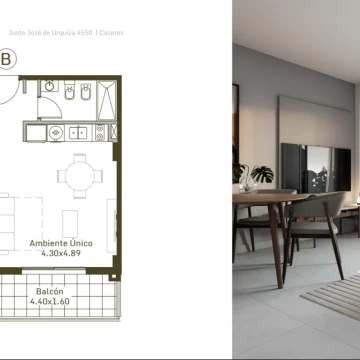 Venta, en construcción: departamento mono ambiente - URQUIZA 455O, Caseros