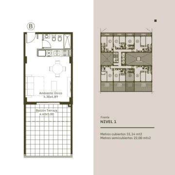 Venta, en construcción: departamento mono ambiente con balcón terraza - URQUIZA 455O, Caseros