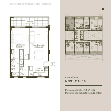Venta, en construcción: departamento 2 ambientes - URQUIZA 455O, Caseros