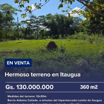 En venta terreno en Itauguá Gs. 130.000.000.-