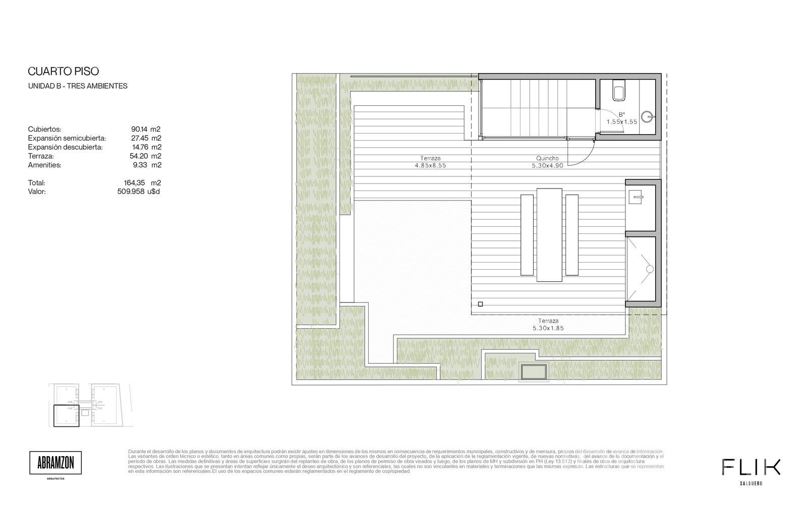 plano terraza unidad 4B
