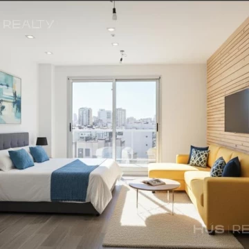 Departamento monoamb a estrenar en Recoleta. Piso alto, vista abierta y luminosa. Sum con parrilla.
