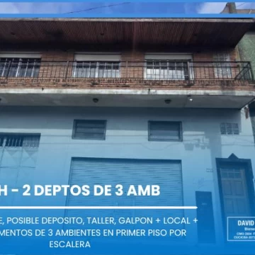 PH en Wilde-  2 departamentos de 3 ambientes, gran garage, gran taller, gran depósito, zona sur