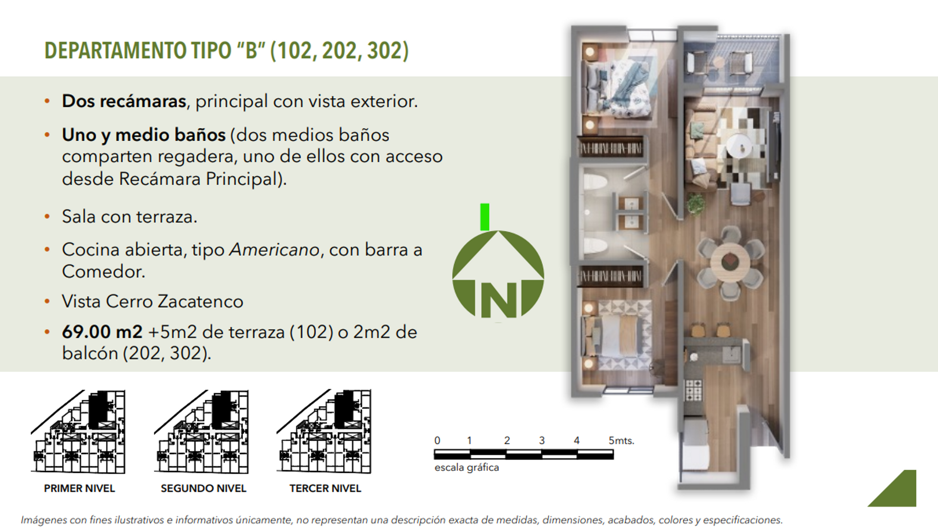 DEPARTAMENTO TIPO “B” (102, 202, 302)