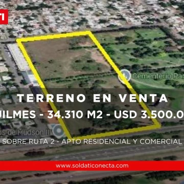 Terreno sobre Ruta 2 en Venta - Quilmes