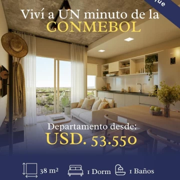 En venta Departamento 1 Dormitorio 38m2 a partir de USD. 53.550.-