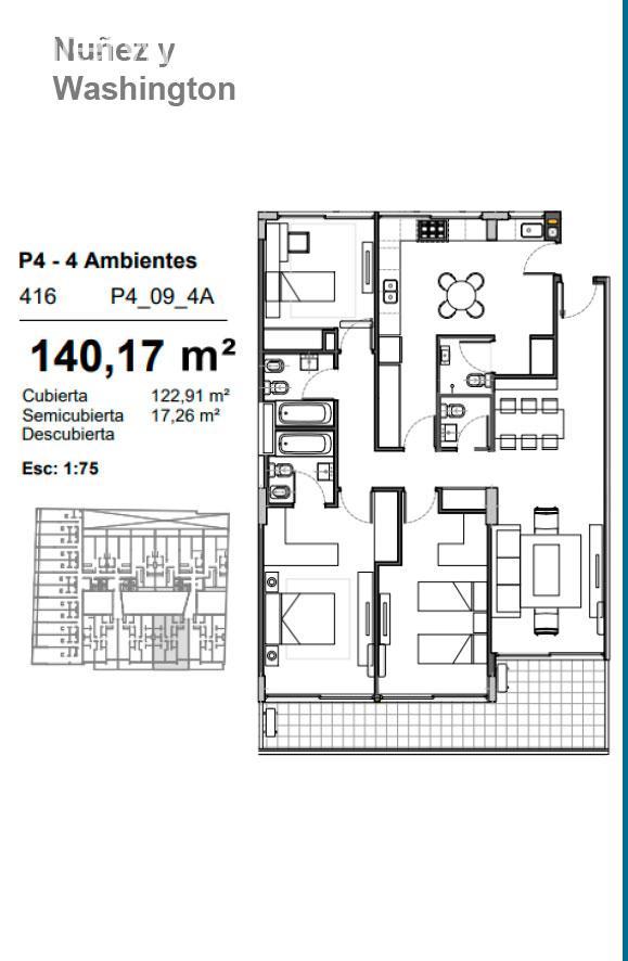 plano planta piso  4  unidad 416
