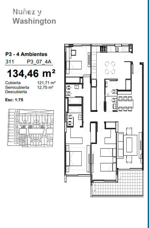 plano planta piso  3 unidad 311